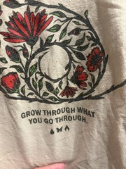 DOM Humor Growth Floral Yin Yang T Shirt Mens Large Beige Graphic Streetwear