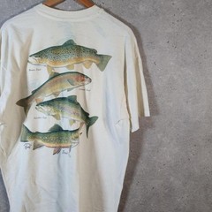 Vintage Hanes T.S.F. Organics Trout Fish Single Stitch TShirt Men XL C31760