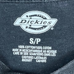 Dickies T-Shirt Mens Small Black Long Sleeve Heavyweight Henley Ribbed Cuff