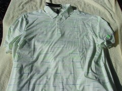 NWT Adidas polo, men’s M, L white, poly., collar, $70, stripes, lightweight