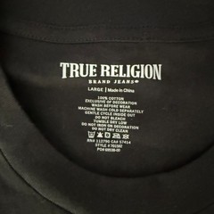True Religion Black Graphic Tee Shirt Men’s Large Logo Back Patch Streetwear NWT