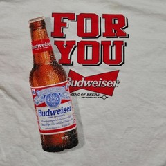 Vintage BUDWEISER Shirt Men XL White This Buds For You Graphic Distressed 90s