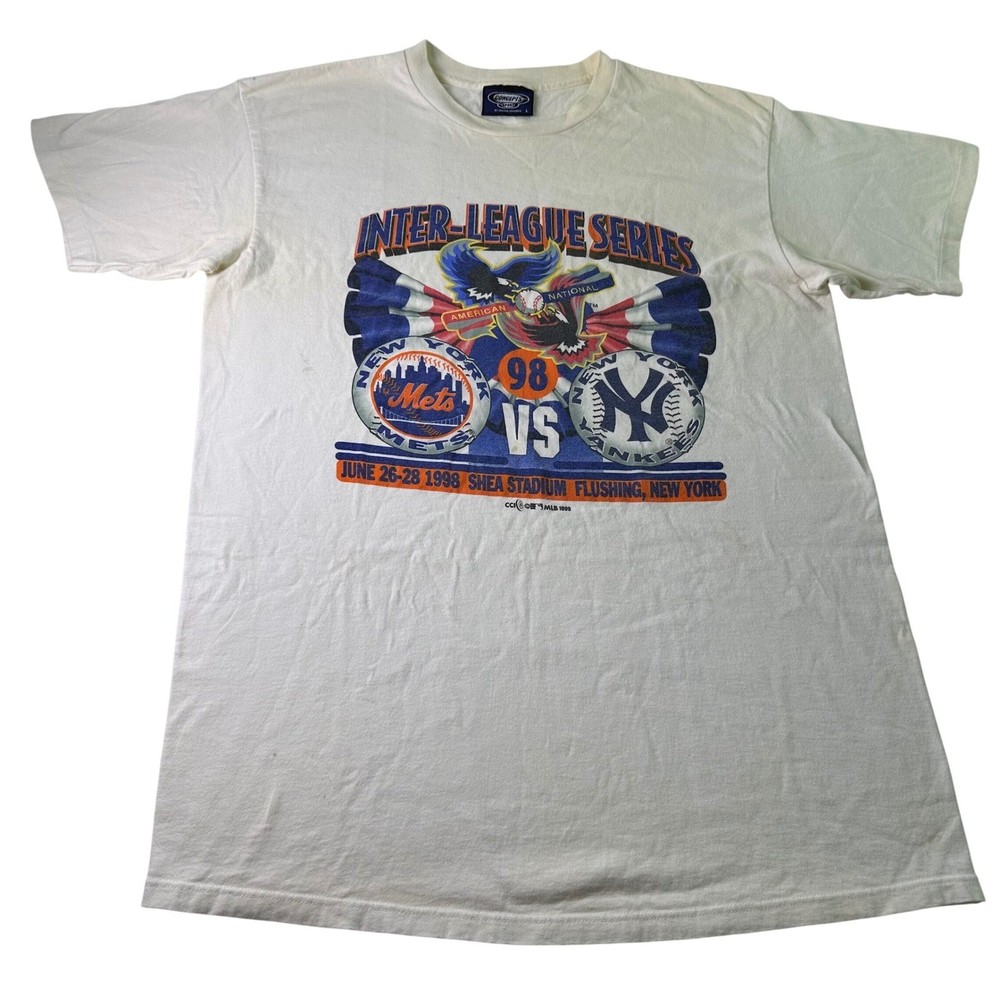 Vintage 1998 Yankees vs Mets Subway Series T-Shirt Shea Stadium MLB Large RARE
