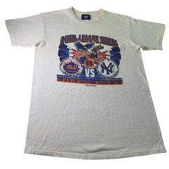 Vintage 1998 Yankees vs Mets Subway Series T-Shirt Shea Stadium MLB Large RARE
