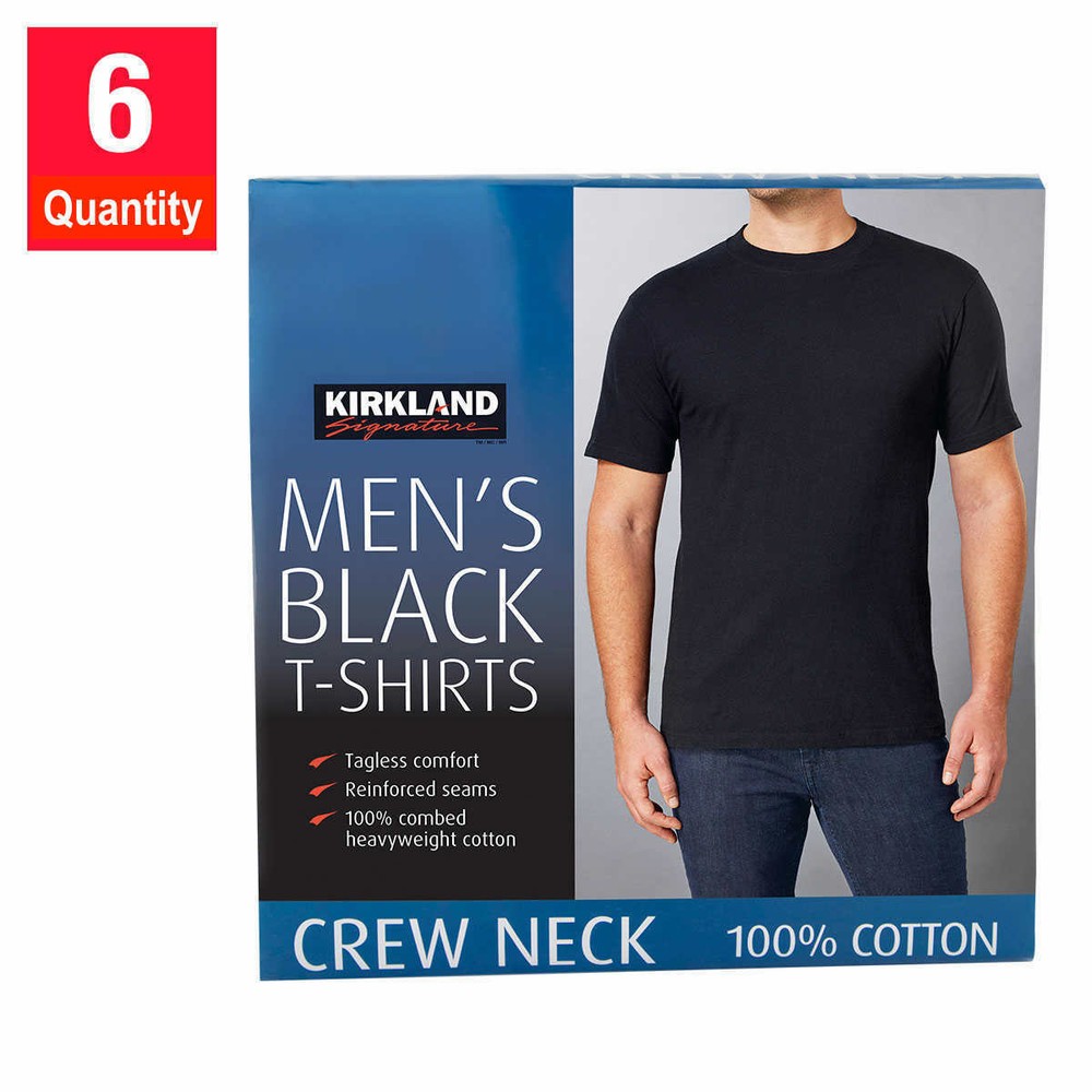 6 Piece Black Color Crew Round Neck TShirt Tee T Under Shirts Men Man Adult