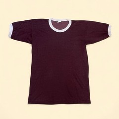 Vtg 50s/60s Burgundy Durene Ringer Blank Basic Essential T-Shirt Small 27”x18.5”