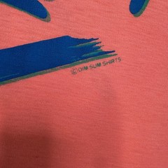 Vintage 90s Single Stitch Hong Kong Shirt Mens M Fluorescent Orange Tee Dim Sum