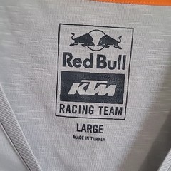 Red Bull KTM Racing Team Motocross Mens Large T-Shirt Gray/Orange Stitch NWT