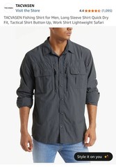 TACVASEN Men’s Long Sleeve Quick Dry Tactical Fishing Shirt