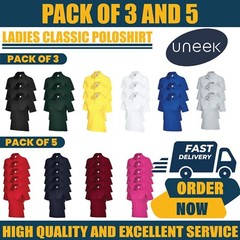 Pack of 3 & 5 Uneek Ladies Classic Polo shirt MULTI PACK workwear top UC106