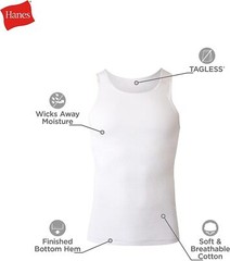Hanes Men’s Ribbed Moisture-Wicking Tank Top Undershirt (6 Pack)
