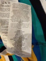 Guess Originals Men’s L Vista Logo T-Shirt Blue Black Yellow Striped Streetwear