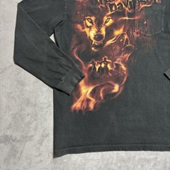 Vintage Harley Davidson Shirt Large Black Wolves Flames Y2K Rapid City