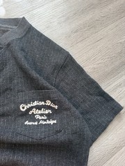 Dior Atelier Paris Pinstripe Embroidered Wool Cotton Gray Men’s T-Shirt L