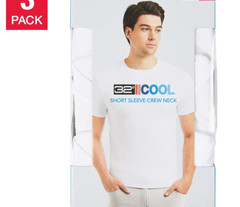 32 Degrees Cool Men’s 3 Pack Short Sleeve Crew Neck Shirt, White, Size M