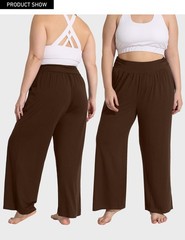 Plus Size Wide Leg Yoga Pants for Women Flowy Casual Lounge Pants Loose Pajam…