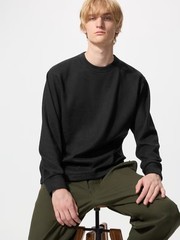 UNIQLO UNISEX Soft Knitted Fleece T-Shirt Soft Smooth Knit-like Texture NEW