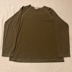J.Crew Long Sleeve T-Shirt Mens XL Olive Brown Cotton Raglan Contrast Stitch Tee