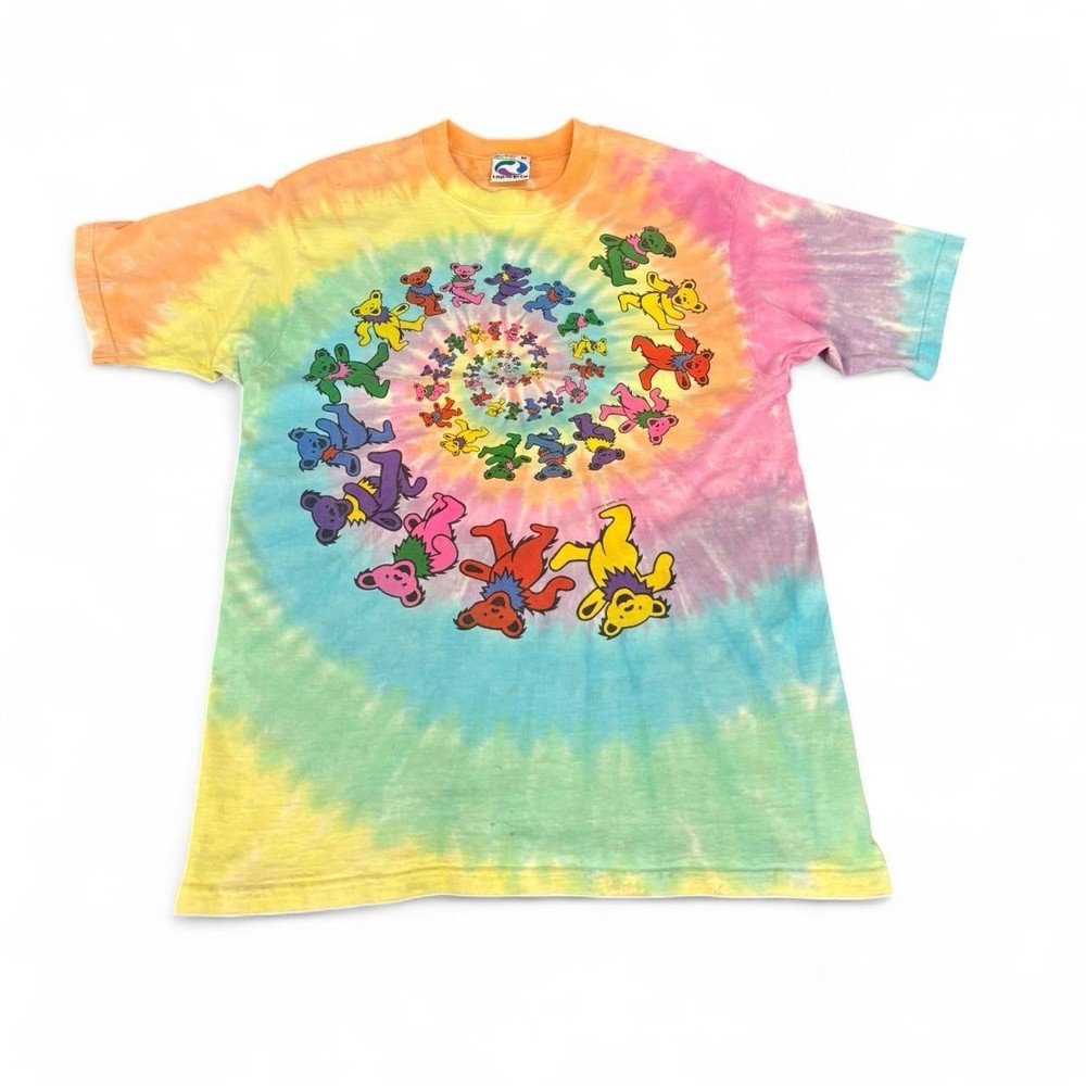 Grateful Dead 90’s Vintage T Shirt, Dancing Bears, Spiral Liquid Blue Sz M