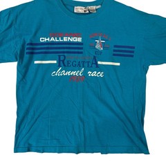 Vintage 1989 Pierre Cardin Regatta Graphic Race Blue T-Shirt Men’s L Made in USA