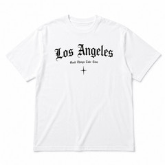 Los Angeles Gothic Letter T-Shirt Old English Streetwear Casual Tee