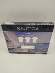 Nautica Cotton V-Neck T-Shirts 3 Pack White Men’s Small (34-36) NWT