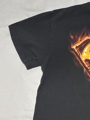 Superman Shirt Mens Large Black Flaming S Logo Graphic Tee DC Comics Superhero