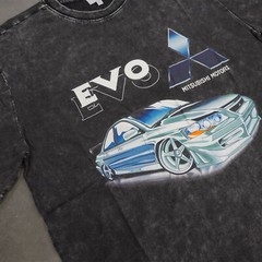 Vintage Acid Wash 250GSM Mad Engine Mits Evo Heavy Cotton Pre Shrunk T Shirt US