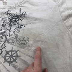 OP Shirt Mens Medium White Nautical Tattoo Graphic Grunge Eagle Rose Anchor Art