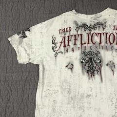 Affliction Shirt Men XL White Tried True Trademark Eagle Graphic Biker Red Foil