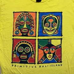 Vintage 90s Bali Primitive Designs Native Tribal Mask Art Shirt Size Medium