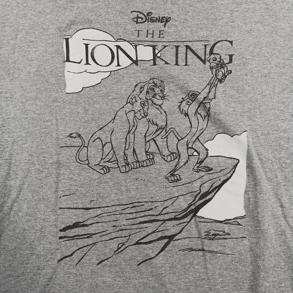 The Lion King Shirt Mens Extra Large Gray Simba Mufasa Graphic Crew Tee