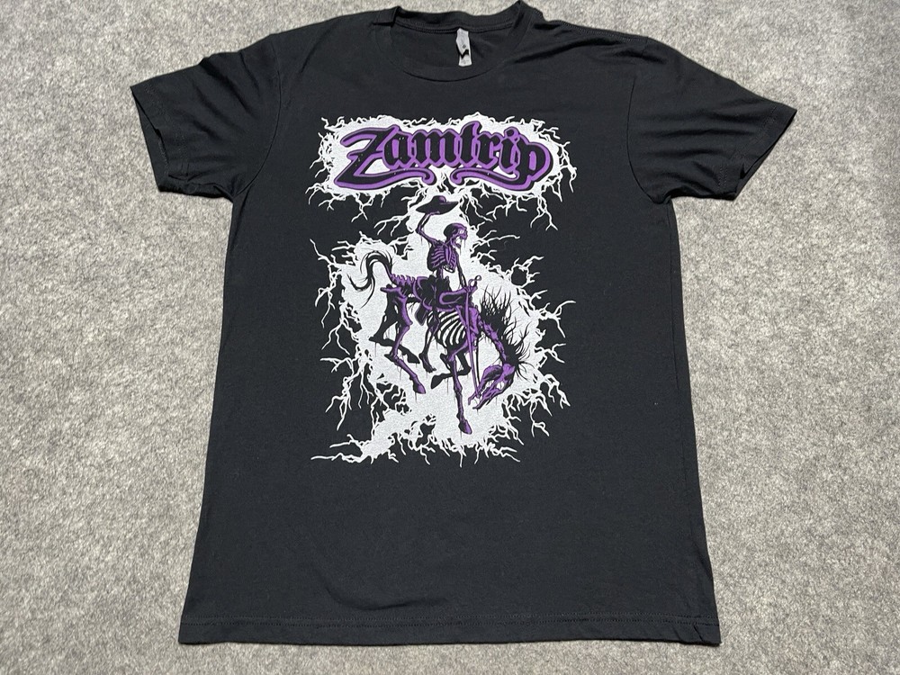 ZAMTRIP Rock n ROll Band Black Shirt Medium Ride ’em Rodeo Cowboy Lightning Tour