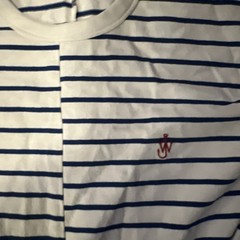 JW Anderson x Uniqlo Striped Long Sleeve Shirt Asymmetrical Medium Blue White