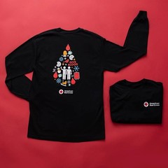 American Red Cross Give Blood Blood Drop Christmas 2025 XL Long-Sleeve T-Shirt