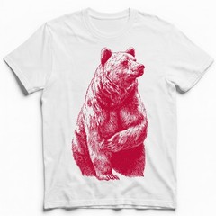 Red Grizzly Bear Silhouette Wildlife Nature T-Shirt Forest Animal Graphic Tee