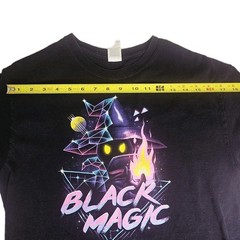 Vintage FINAL FANTASY 2000s Y2K Black Magic T Shirt Black Size M Anime Tee Rare