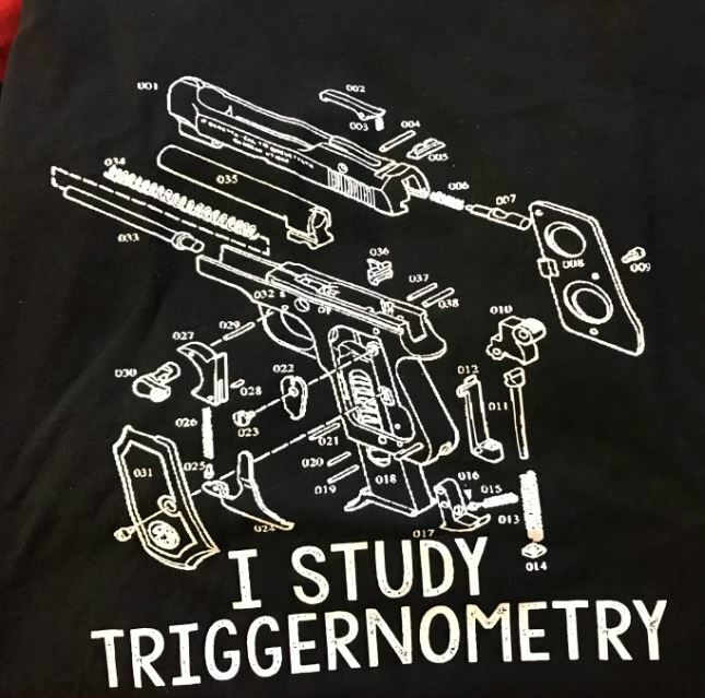 Men’s T Shirt-2XL-Black -novelty-Gun- Screen Print graphic tee -plain back-