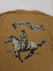 Pendleton Mens Sz M Rodeo Flag Graphic T-Shirt Brown Cowboy Horse Rider Logo Tee