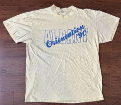 Vintage 1990 SUNY University At Albany NY Orientation Yellow T-Shirt XL USA Made