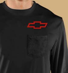 Long Sleeve Pocket T-Shirt, Cars, Trucks, Motor Sports, Bowtie,100%Cotton Black