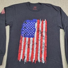 Rothco Long Sleeve T Shirt Mens M Black American Flag Crew Neck