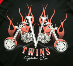 Solar Gear Long Sleeve Twin Cycles Graphic Tee Mens Size XL Black w/ Red Sleeves
