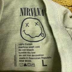 Nirvana Smiley Face Graphic T-Shirt Green Sz LG Cotton