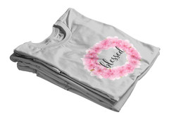 Pink Watercolor Blessed Floral Wreath Tee | T-Shirt