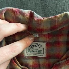 Vintage Brill Flannel Shirt Men’s Medium Red 1960s Cotton Loop Collar