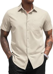 Men’s Short Sleeve Button Down Dress Shirt Business Casual Regular Fit