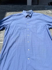 Vintage Men’s Blue Cotton Long-Sleeve Shirt, Size Medium