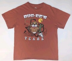 Buc-ees Texas T-shirt Sheriff Beaver Burnt Orange Lasso Western Shirt Size Large