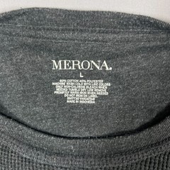 Merona Thermal Shirt Mens Large Charcoal Gray Cotton Waffle Knit Raglan Sleeve